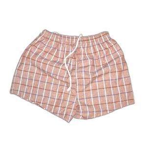 Vintage MCM 50s Square Cut Plaid Lined Drawstring Swim Bathing Suit